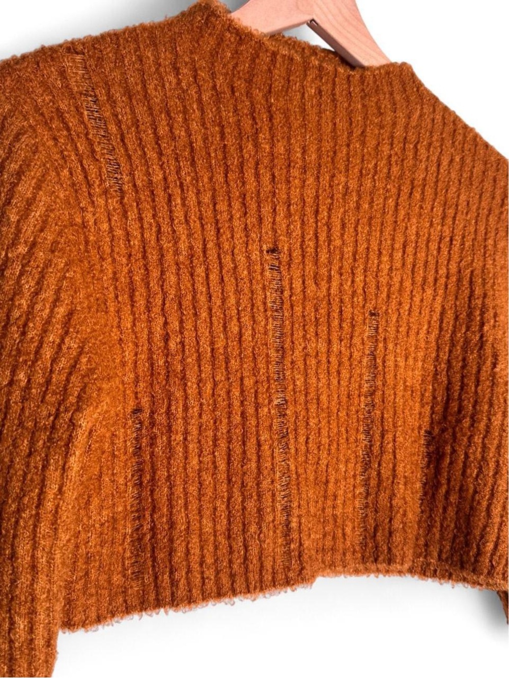 Cropped Ribbed Mock-Neck Sweater - Rust - Picture 3 of 8